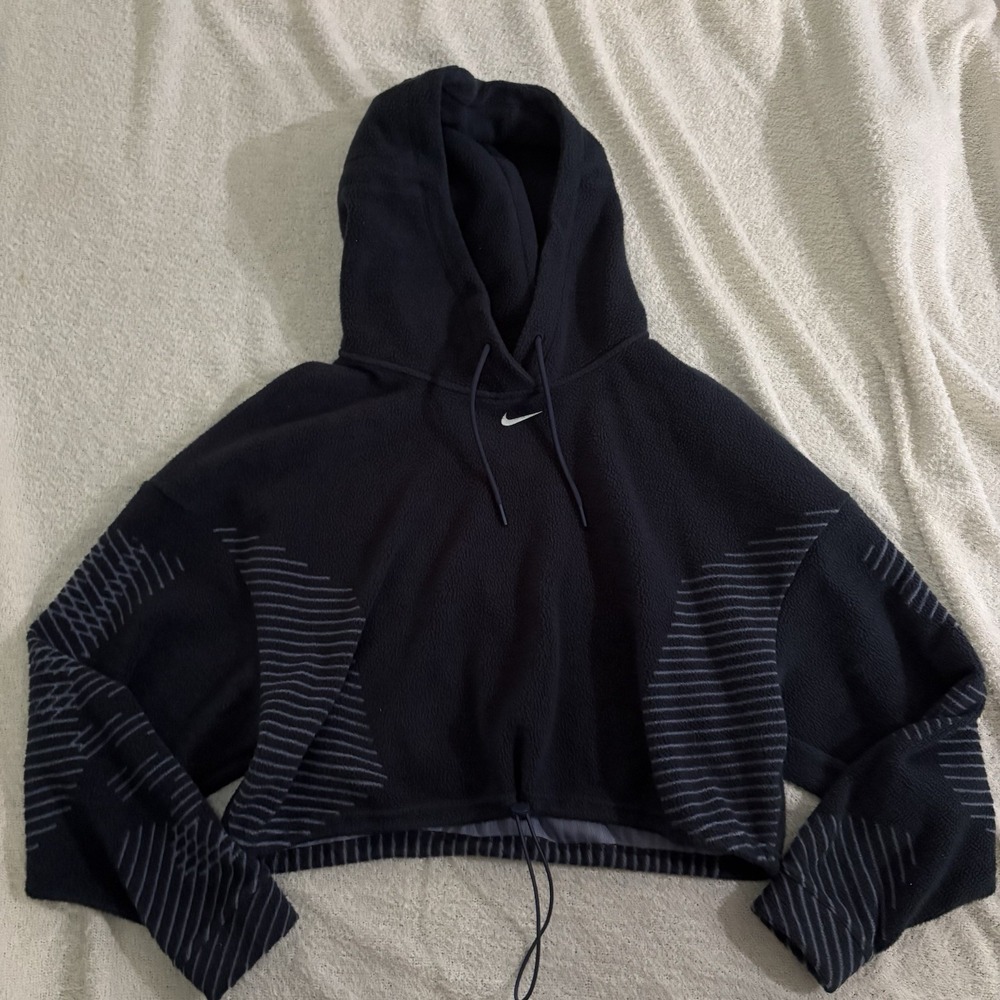 Nike Pro Womens Therma-FIT ADV‎ Cropped Fleece Hoodie Black Size S
